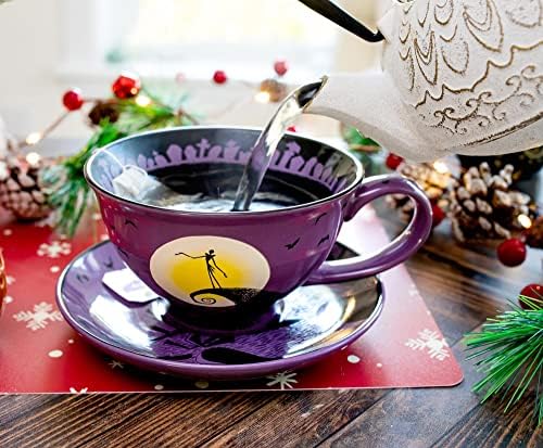 Керамични Чаена чаша и чинийка Дисни Кошмарът преди Коледа Вита пързалка | Набор за Чай, За кафе, Еспресо кафе, Мока