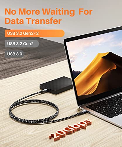LDLrui Кратък USB кабел C за C USB Кабел за пренос на данни на 20 Gbit/с 1 Крак USB 3,2 Type C Gen2 PD 100 Вата Бързо зареждане на кабела за видео монитор 4K, който е Съвместим за Thunderbolt 3/4 MacBook