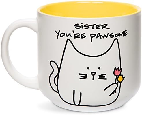 Подарък компанията Палата Blobby Котка, чаша Смешни Cat Sister You ' re Pawsome, 18 мл, жълт
