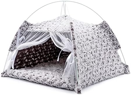 SLATIOM Удебелена котешка палатка Плюшен топло куче на шатъра за домашни любимци Свалящ се и моющаяся Собачье гнездо Домашна палатка за домашни любимци Campin (Цвят: A, ра?