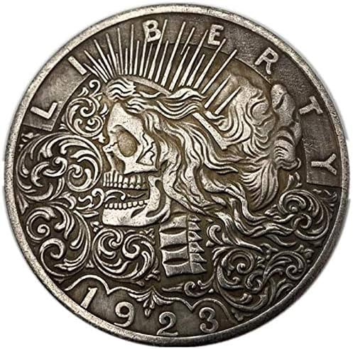 1923 Индийски Череп Глава Мельхиор Стара Антични Сребърна Възпоменателна Монета, Монета Занаят Монета Чуждестранна Медал за Домашен интериор на Офис