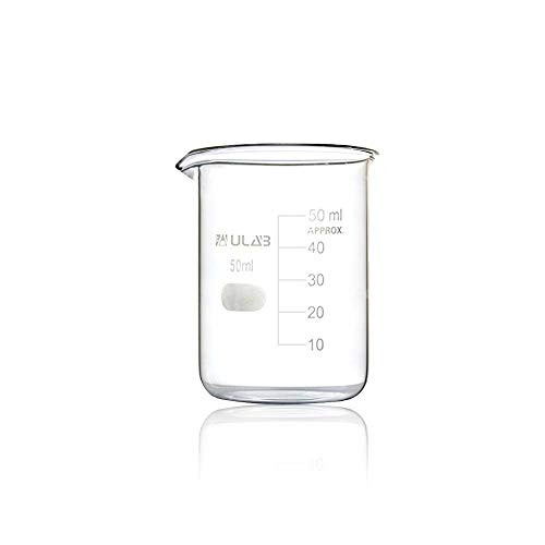 Стъклени Мензурки ULAB, обем 50 ml, 3,3 Боросиликатная форма Griffin Low с Приложената Класификация, Опаковка от 4 броя, UBG1019