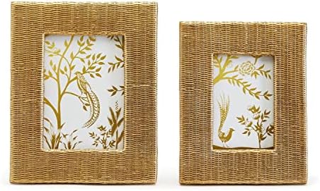 Комплект от 2 рамки за снимки с модел Две златни плетене включва в себе си 2 размера: 4 * 6 см и 5 * 7-инчов (виси или да стои хоризонтално