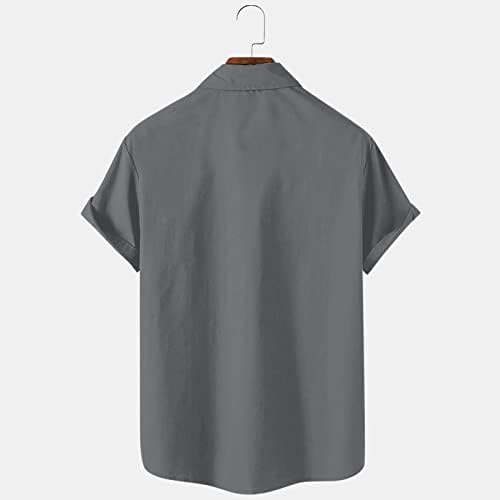 iOPQO N 1 Мъжки Годишна Ежедневна Риза Размер на Плюс с Принтом, Риза с Къс ръкав и Отложным яка, Риза за Йога