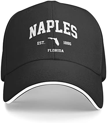 Наполи Est 1886 Гордостта на щата Флорида Ретро Подаръци Черна бейзболна шапка Регулируеми Шапки за шофьори на камиони Ежедневни