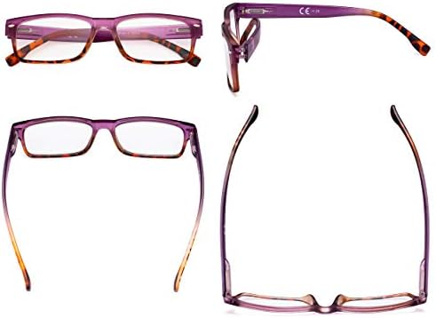 CessBlu Дамски очила за четене в 4 опаковки Правоъгълни слънчеви очила за жени за четене