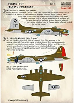 Стикер за самолета Boeing B-17 Flying Fortress, Част 1 1/48, МАЩАБЪТ на ОТПЕЧАТВАНЕ 48-115