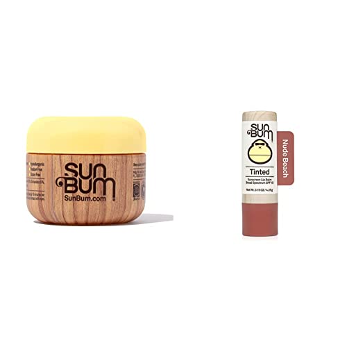 Sun Bum Оригинален Прозрачен Слънцезащитен крем SPF 50, 1 Ет. унция и Оцветени Балсам за устни Гол Beach | SPF 15 | Защита от UVA