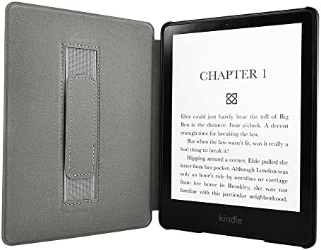Калъф за 2021 6,8 Kindle Paperwhite 5 с каишка за ръка - Кожен калъф с функция за автоматично преминаване в режим на заспиване