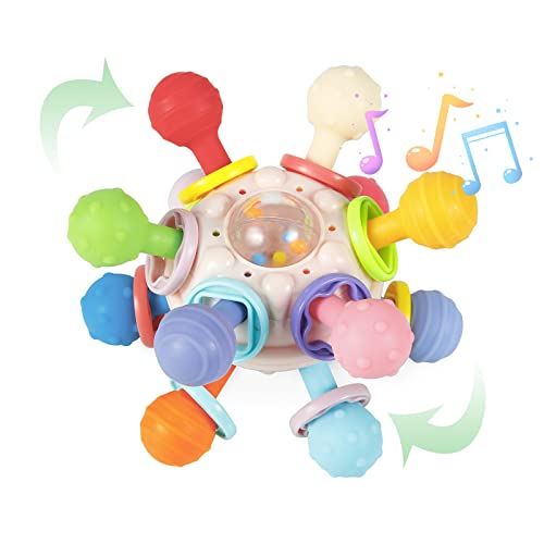 PandaEar Детски Сензорни Играчки 0-6 Месеца, Силиконова Детска играчка За никнене на млечни зъби, Детска играчка за алчен, Детска Дрънкалка,