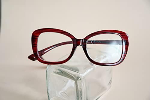 Луксозни очила за четене Eyekepper за жените за четене в големи размери - червена ивица + 1,00
