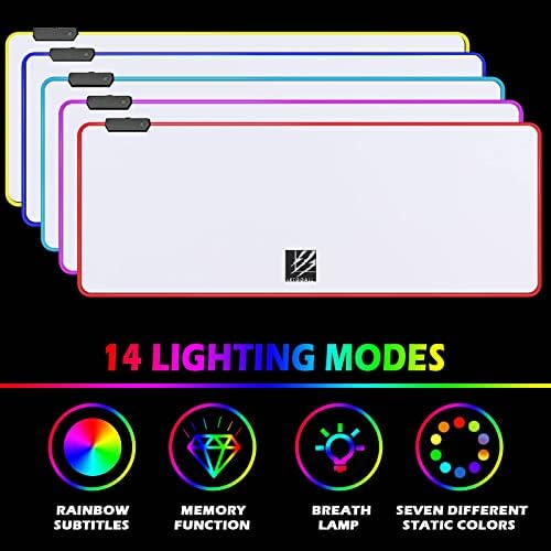 RGB Подложка за мишка, Голям led подложка за мишка игри с 14 режима на осветление, Гладка, Водоустойчива повърхност, Нескользящая