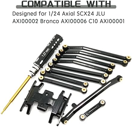 Комплект алуминиеви пръчки шаси и управителните пръчки HOPLEX с високо Клиренсом, Отвертка, 1.27 мм за 1/24 Axial SCX24 Bronco AXI00006 C10 AXI00001, резервни части за модернизация (черен)