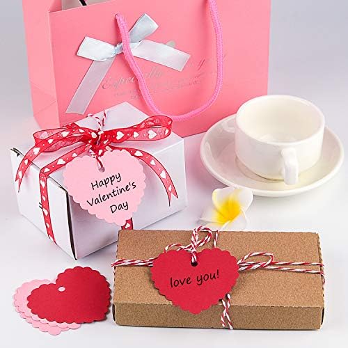 TUPARKA 200 БРОЯ Цветни Подаръчни Етикет на Свети Валентин от Крафт-Хартия за Подаръци Бележки във формата на Сърце с Завязками