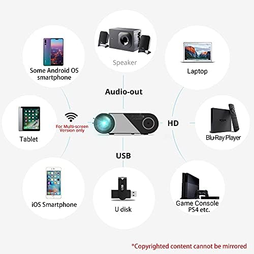 K9 Led преносим мини проектор за домашно кино с разделителна способност Full HD 1080P (опция с мулти-дисплей за смартфон) (Цвят: базова