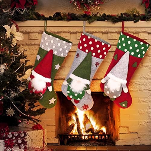 Toyvian Коледни Чорапи Комплект от 3, 19,6Голям Коледен Чорап Чанта Елочное Украса Децата на Възрастни Коледен Орнамент Торбичка за Бонбони