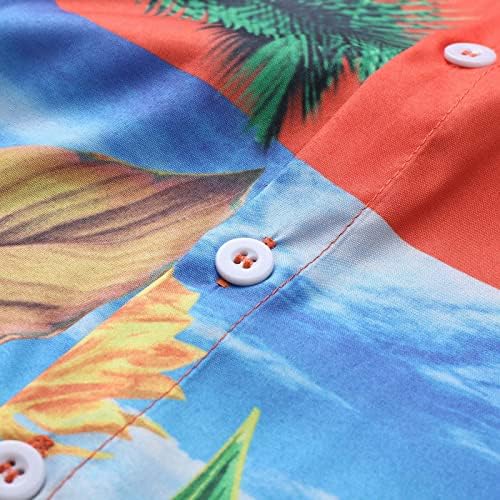 ZDFER Мъжки Ежедневни Ризи с Листа и Цветя, Хавайска Риза с Копчета и Къс Ръкав, Лятна Ежедневни Плажна Риза За Почивка, Върхове
