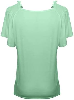 Женска Тениска с Къс Ръкав и Рюшами 2023, Дълбоко V-Образно Деколте, Памук Топ за Обяд, Есенно-Годишната Однотонная Риза за