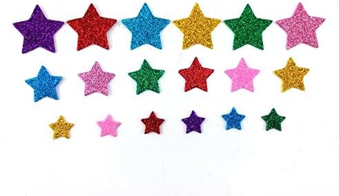 Honbay 200шт Цветни Самозалепващи Полистирен Блестящи Стикери във формата на Звезда