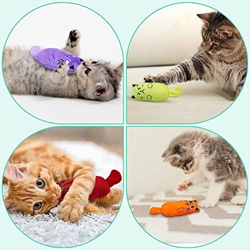 Играчки от коча SCHITEC, [4 Т.] Мек Плюшен Играчка за котки, Интерактивна Възглавница за Коте, Играчка за никнене на млечни зъби