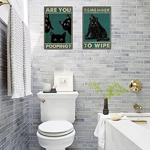 2 Опаковки Ретро Лидице Знак Ретро Черна Котка, Стенен Интериор на Банята-Смешни Знаци Ти си Какаешь за тоалетна в Тоалетната, Отличен
