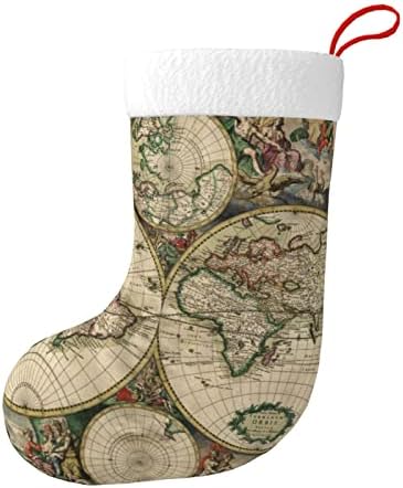 Коледни Чорапи, Ретро Древна Карта На Света Двустранни Манто Окачени Чорапи