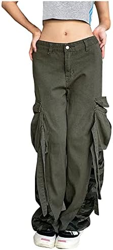 COKUERA/ Женски Широки Панталони-Карго с множество джобове в Цвят Блок, Улични Стръмни Модни Работни Тела, Широки и Дълги Панталони, Панталони