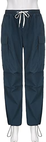COKUERA/ Женски Широки Панталони-Карго с множество джобове в Цвят Блок, Улични Стръмни Модни Работни Тела, Широки и Дълги Панталони,