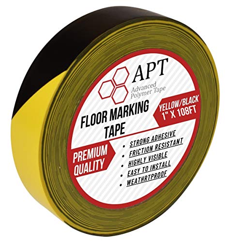 Защитно standalone, маркировъчна лента APT Premium с трайно черно-жълта лента (1 x 108 фута) за предупреждения За опасност,