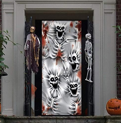 JOYIN 3D Дизайн на Страшен Скелет на Вратата на Кутията 30 x 72 за Хелоуин Скелет на Врата, Прозорец и Стенни Кутията Вътрешно Външно Украса
