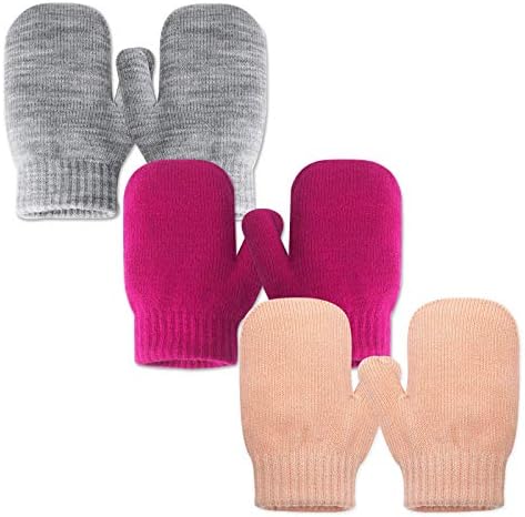 Еластични Ръкавици без пръсти Evridwear за деца, 3 Чифта Трикотажни Топли Зимни Ръкавици за Малки Момичета и Момчета