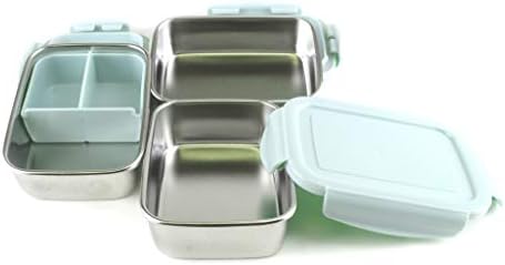 Invisioncorp Запечатани кутия за bento от неръждаема стомана с опаковката (пдк / 3 слоя) | 11,5 унции (340 мл) x 3 | Може да се мият в миялна машина, фризер | Запечатани, не съдържа BPA, е