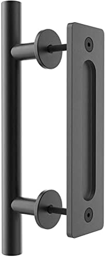ZHUHW 12 плъзгаща Се врата копчето за навес, комплект обков за вълни с водач на пода на вратата на плевнята, черен в селски стил (цвят: D, размер: 2 комплекта)