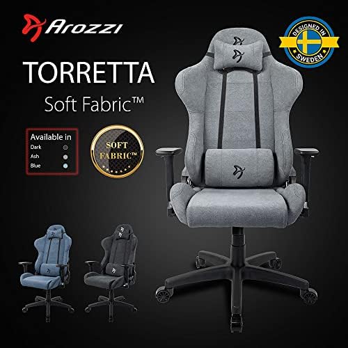 Ергономичен стол за компютърни игри Arozzi Torretta от мека тъкан Премиум-клас Офис стол с Подобрени Механизъм за Сядане, 3D Подлакътници,
