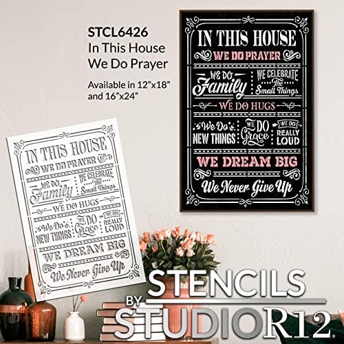 в този дом Ние създаваме Шаблон за молитва семейни правила от StudioR12 - Изберете размер - Произведено в САЩ - Направи си сам