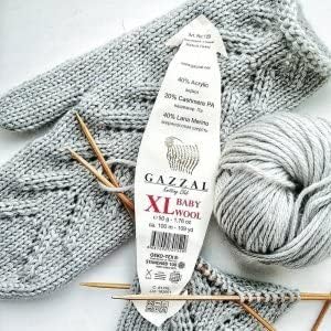 3 опаковки (кангал) Gazzal Baby Wool XL, 40% мериносова вълна, 20% полиамид кашемирового тип, 40% акрил, Всяка по 1,76 унции (50 г) / 109 ярда (105 м), Камвольная детска популярна прежди (828)