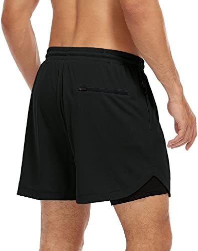 Мъжки Спортни шорти за бягане Zando 2 в 1 с джобове, бързо съхнещи Леки Спортни къси Панталони за Фитнес зала с Компрессионной