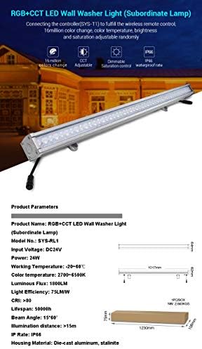 LGIDTECH SYS-RL1 Mi.Light 24 W RGB + CCT led лампа за омывания стени DC 24 IP66 Водонепроницаемое външно осветление с промяна