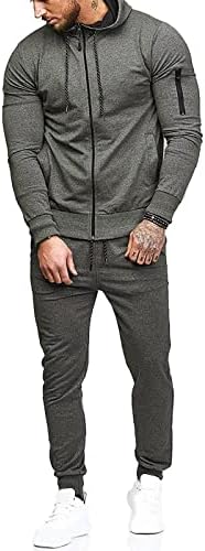 Мъжки спортни Hoody С качулка, Комплект от блузи и Панталони, Всекидневни Пуловер за Фитнес Soild Color