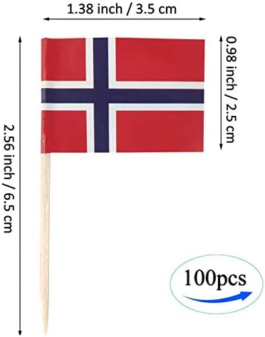 JBCD Норвежки Флаг с клечка за зъби, Норвежки Мини-Квадратчетата за Топпинга Кексчета (100 бр)
