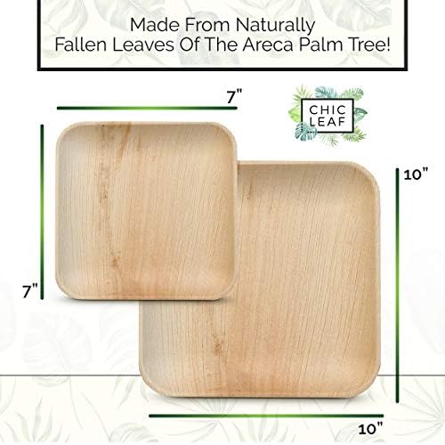 Шик чинии от палмови листа за Еднократна употреба бамбукови чинии тип 10 см и 7 см Square Party Pack (48 бр.), Компостируемые и биоразградими - по-добре от пластмасови и хартиен?