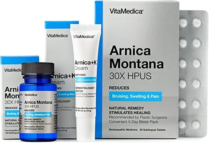 Комплект от синини VitaMedica Ceco Montana - Блистер опаковки с Арникой, хапчета с Арникой и крем с Арникой