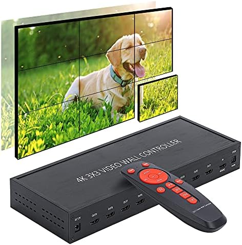 Контролер видеостены Spolehli 3X3 HDMI Видеостенный Процесор 4K TV Стенен Контролер 3x3 3x2 2x2 3x1 1x4 дървен материал 2x3 4x2 2x4, с дистанционно управление за свързване на 9 телевизор?