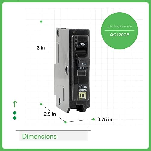 Автоматичен прекъсвач Square D от Schneider Electric One Source QO120CP на 20 Усилвател с 1 полюсным приставка адаптер в комплект от