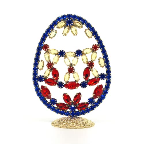 Чудесно великденско яйце - Луксозно великденско украса, направени от фино ограненных страз LT Topaz, LT Siam и сапфир цвят