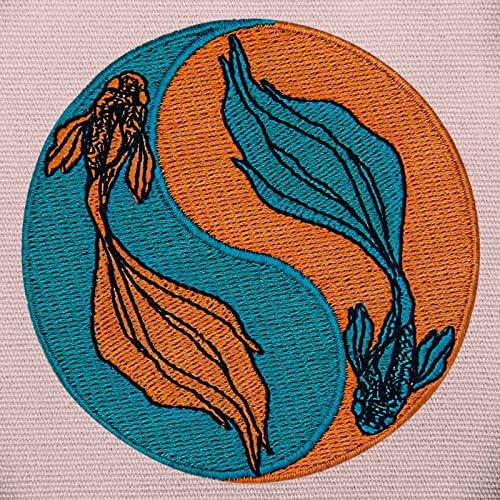 Нашивка с риба Ying Yang Koi, Бродирани Аппликацией, Икона, Желязо, Пришитая Емблема
