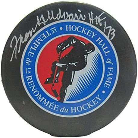 Франк Удвари въведени Хокей шайба с автограф HOF71 В Залата на славата на PSA/DNA 2 - за Миене на НХЛ с автограф