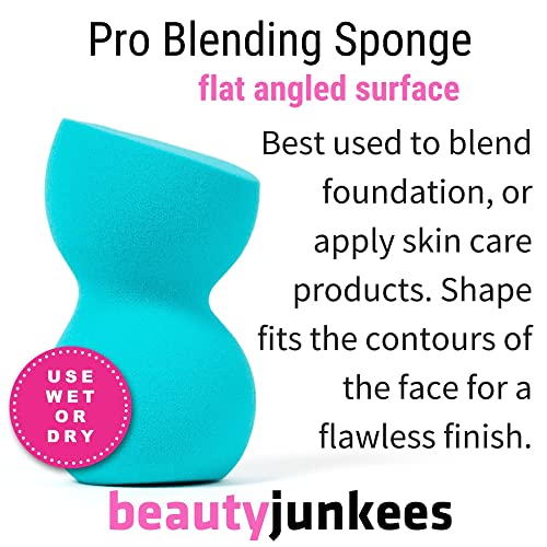 Beauty Junkees Makeup Sponge Blender - смесител за грим Blue Sculptor Foundation, Гъба За смесване на Течната сметана на прах, Апликатор За грим, Козметични Смесители, Влажна, Суха Козметична гъ