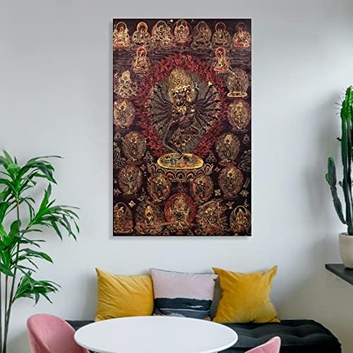Картини, Будистки Мандала и Тибетски Маски Платно Картина Стенен Художествен Плакат за Спалня Декор Хол 20x30 см (50x75 см), Без Рамка-Стил