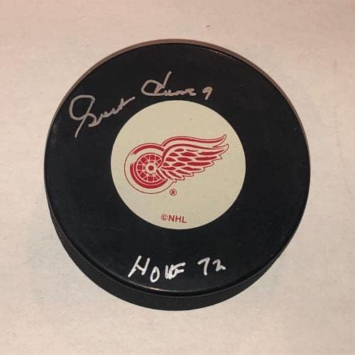 ГОРДИ ХОУ, подписано на шайбата на РЕД УИНГС с надпис PSA ITP COA & HOF - за Миене на НХЛ с автограф